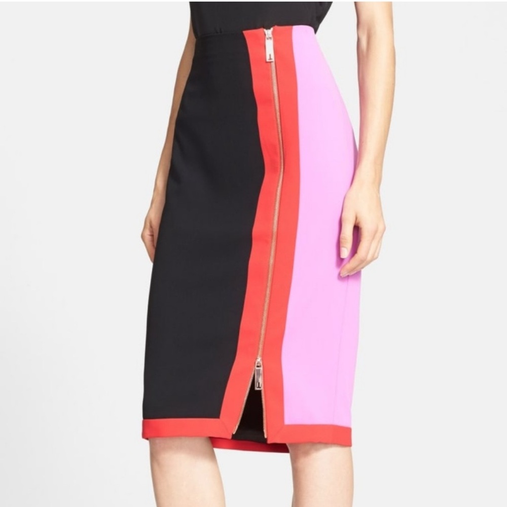 Ted Baker Black, Red, and Pink Pencil Skirt